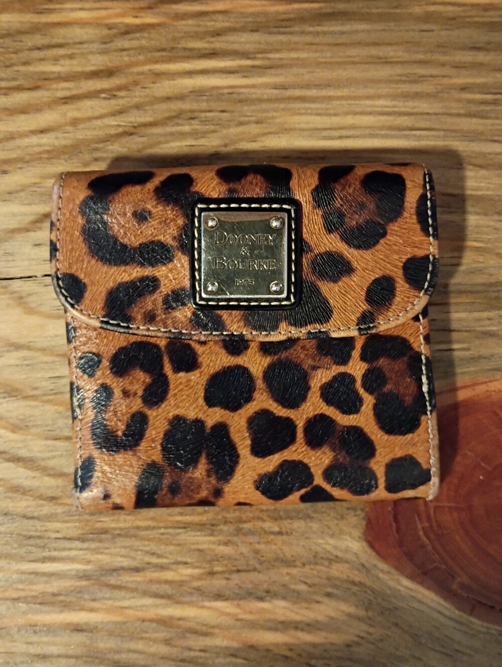Dooney & Bourke Leopard Print Compact Wallet - Brown & Black Old Money Chic